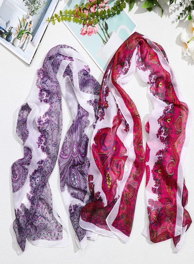 Sureio 6 Pcs Scarves for Women Lightweight Summer Floral Print Pattern Scarf for Women Dressy Long Thin Scarf Shawl(Classic Style) - Image 4