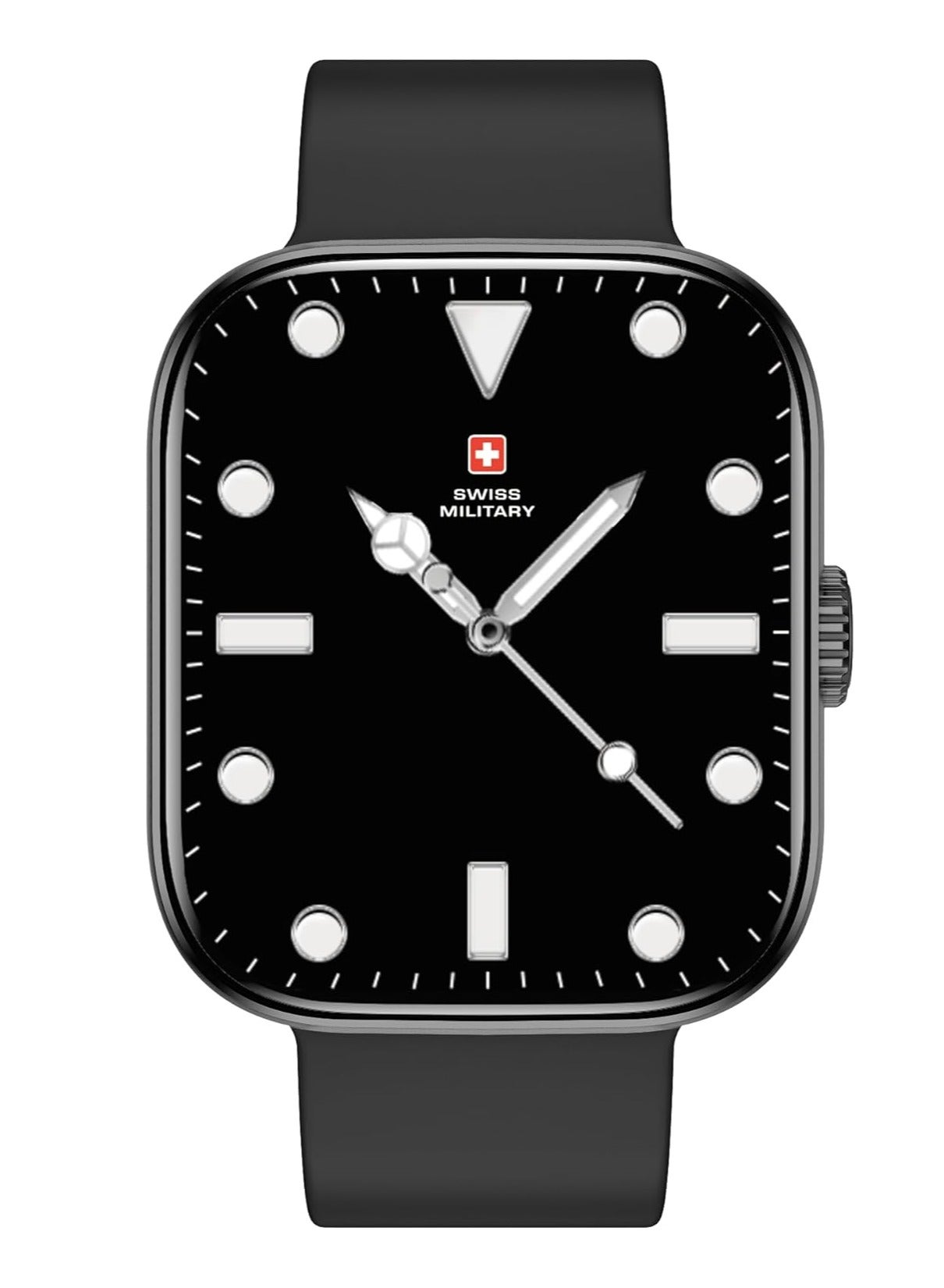 Swiss Military ALPS4 Smartwatch 1.75" AMOLED, Bluetooth Calling, Multi Language, Fitness Tracking, Wireless Charging, 7 Days Battery, IP67, iOS/Android Compatible, Black Frame & Black Silicon Strap