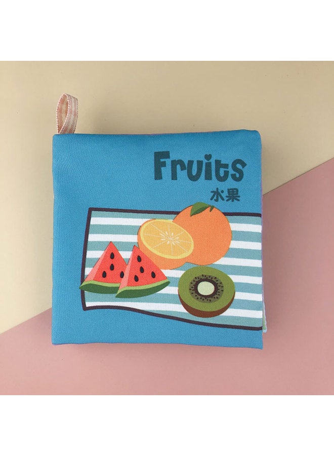 Baby Animal Tail Cloth Book Baby Tear Cloth Book Children's Ring Paper Three-dimensional Cloth Book Early Teaching Toys Wholesale-Color:Fruit Ordinary Cloth Book (5 Pages, With Bb Device, Without Tail, Single Bag)  - Image 1