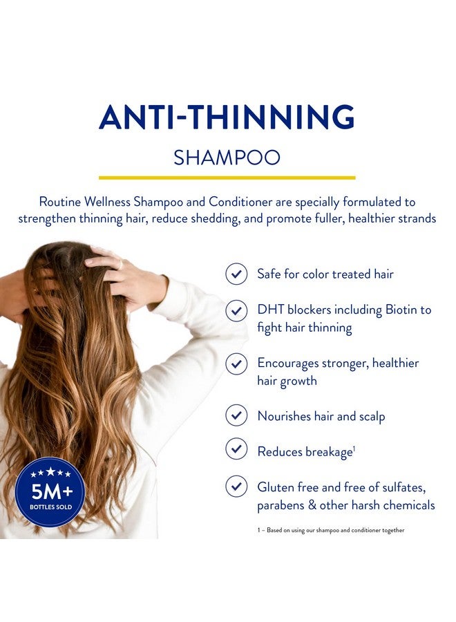 روتين  والنص شامبو روتين ويلنس المضاد لتساقط الشعر - مانع البيوتين لهرمون ديهدروتستوستيرون للنساء والرجال - شامبو آمن على اللون لمنع تساقط الشعر ونمو صحي - جوز الهند والفانيليا - 14 أونصة - Image 2