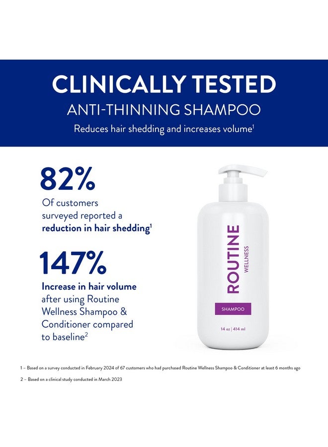 روتين  والنص شامبو روتين ويلنس المضاد لتساقط الشعر - مانع البيوتين لهرمون ديهدروتستوستيرون للنساء والرجال - شامبو آمن على اللون لمنع تساقط الشعر ونمو صحي - جوز الهند والفانيليا - 14 أونصة - Image 4