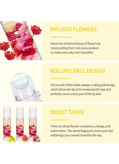 lakerain Flower Roll on Lip Gloss Watermelon Reduce Drying Instantly Moisturizes Lip Skin Hydrating Lip Protector Lip Gloss Lip Oil Clear Long Lasting Sweet Taste Lip Serum Real Flower Lip Oil 02  - Image 3