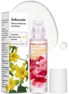 lakerain Flower Roll on Lip Gloss Watermelon Reduce Drying Instantly Moisturizes Lip Skin Hydrating Lip Protector Lip Gloss Lip Oil Clear Long Lasting Sweet Taste Lip Serum Real Flower Lip Oil 02  - Image 1