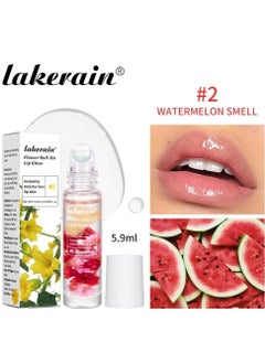 lakerain Flower Roll on Lip Gloss Watermelon Reduce Drying Instantly Moisturizes Lip Skin Hydrating Lip Protector Lip Gloss Lip Oil Clear Long Lasting Sweet Taste Lip Serum Real Flower Lip Oil 02  - Image 2
