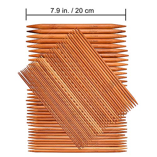 Exquiss Bamboo Knitting Needles Set - 18 Pairs Circular, 75PCS Double Pointed, Crochet Kits Included, Sizes 2mm-10mm, Length 31.5"&7.9" - Image 3