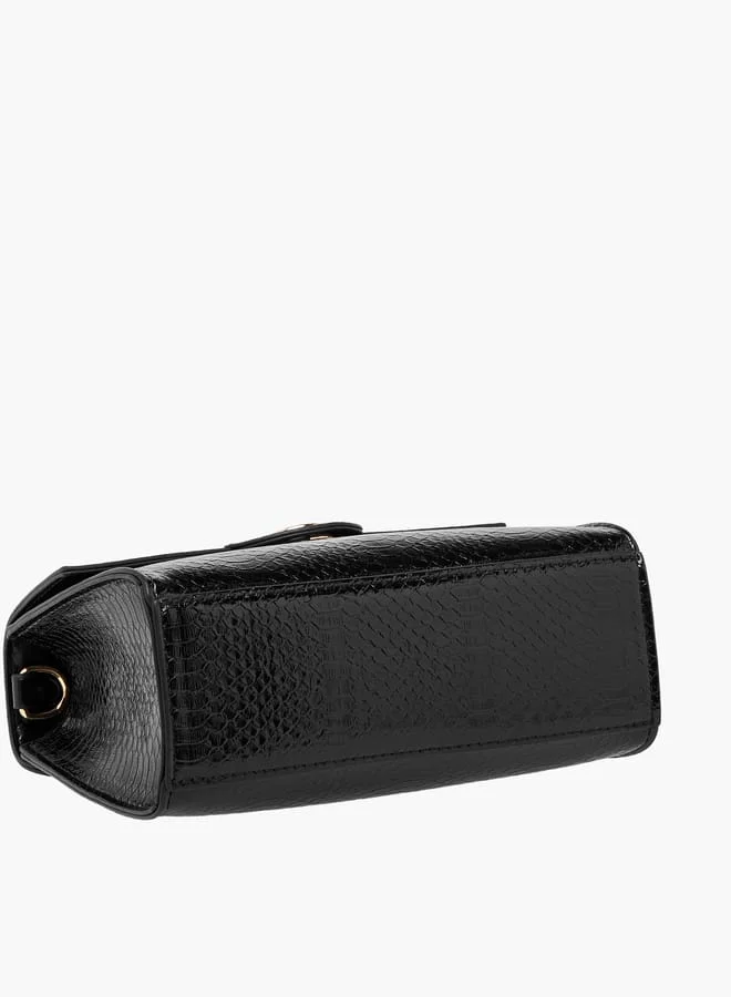 سيليست Women Embossed Satchel Bag with Detachable Strap and Top Handle