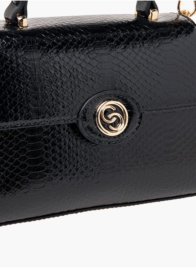 Celeste Women Embossed Satchel Bag with Detachable Strap and Top Handle  - Image 4