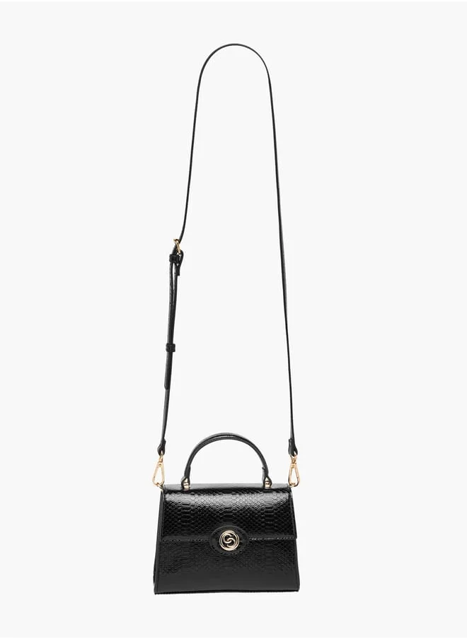 Celeste Women Embossed Satchel Bag with Detachable Strap and Top Handle