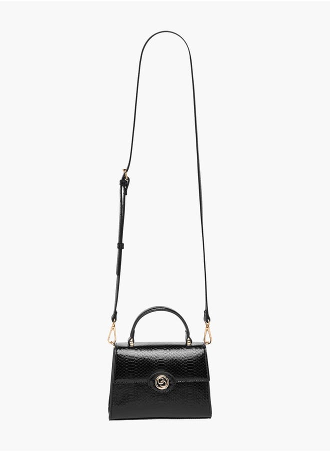 Celeste Women Embossed Satchel Bag with Detachable Strap and Top Handle  - Image 2