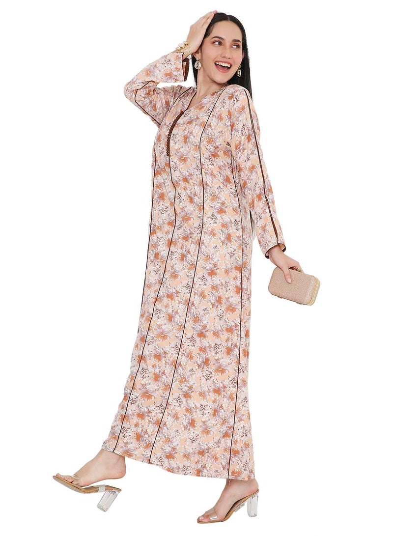 HANA & SARA MULTICOLOUR PRINTED UNIQUE STYLED ARABIC KAFTAN FARASHA JALABIYA DRESSES  - Image 4