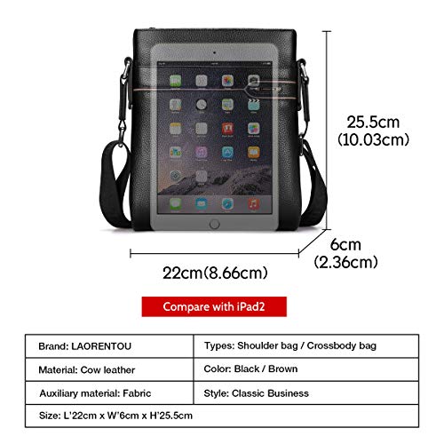 LAORENTOU Men's Genuine Leather Shoulder Bag, Business Crossbody Bag for Men Messenger Bags Leather Purse - Image 2