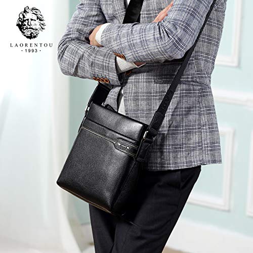 LAORENTOU Men's Genuine Leather Shoulder Bag, Business Crossbody Bag for Men Messenger Bags Leather Purse - Image 4