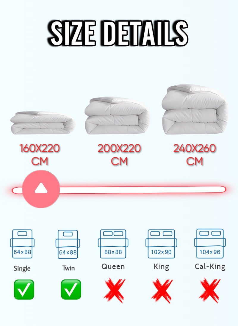 Blueberry Green Colour Premium Down Alternative -Duvet Insert Single Size Cotton160x220cm - Image 3