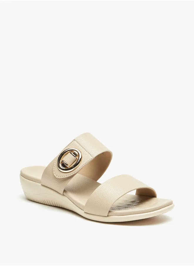 Flora Bella By Shoexpress Women's Solid Slip-On Sandals With Wedge Heels