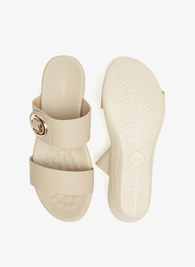Flora Bella By Shoexpress - Women's Solid Slip-On Sandals With Wedge Heels - Image 1