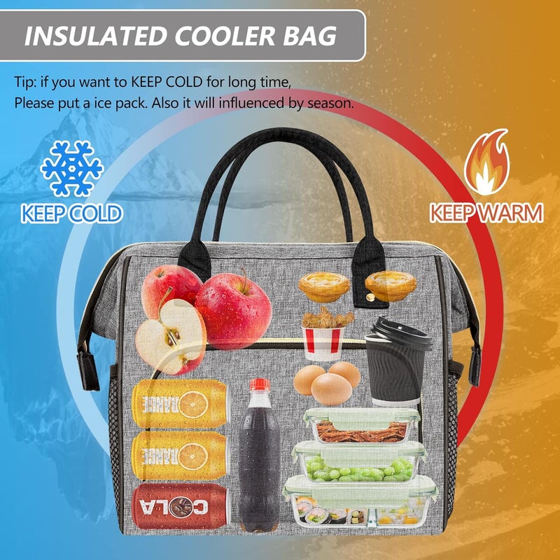 IDEATECH Large Insulated Lunch Bags for Work, Leakproof Lunch Box for Women & Men, Lunch Tote Cooler Bags with Adjustable Shoulder Strap for Teacher, Nurse, Mom, Womens Lunchbox Gifts (Grey) - Image 3