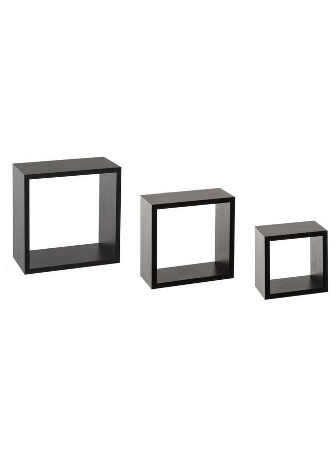 Five Simply Smart 3-Piece Fixy Floating Cube Wall Shelf Set Black 25 x 9 x 25 cm 138956A - Image 1