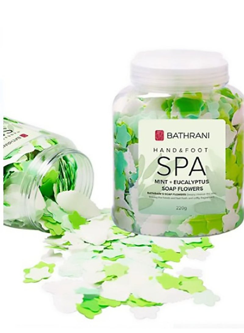 BATHRANI Spa Soap Flowers For Hands, Feet And Body Mint Eucalyptus Scent 220g - Image 1