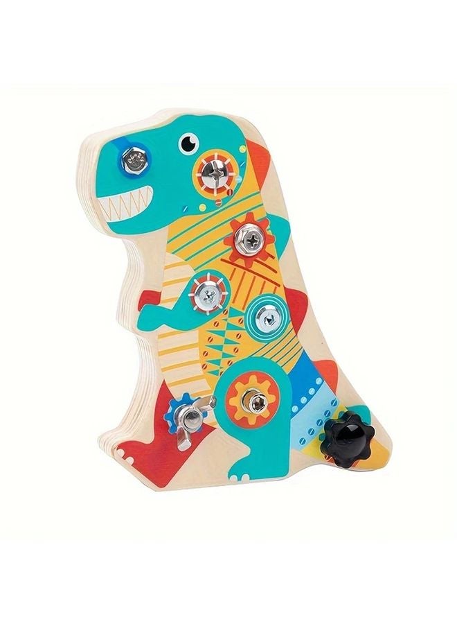 لوح نشاط مفك البراغي ديناصور خشبي لعبة لغز تعليمية هدية للأطفال - Image 5