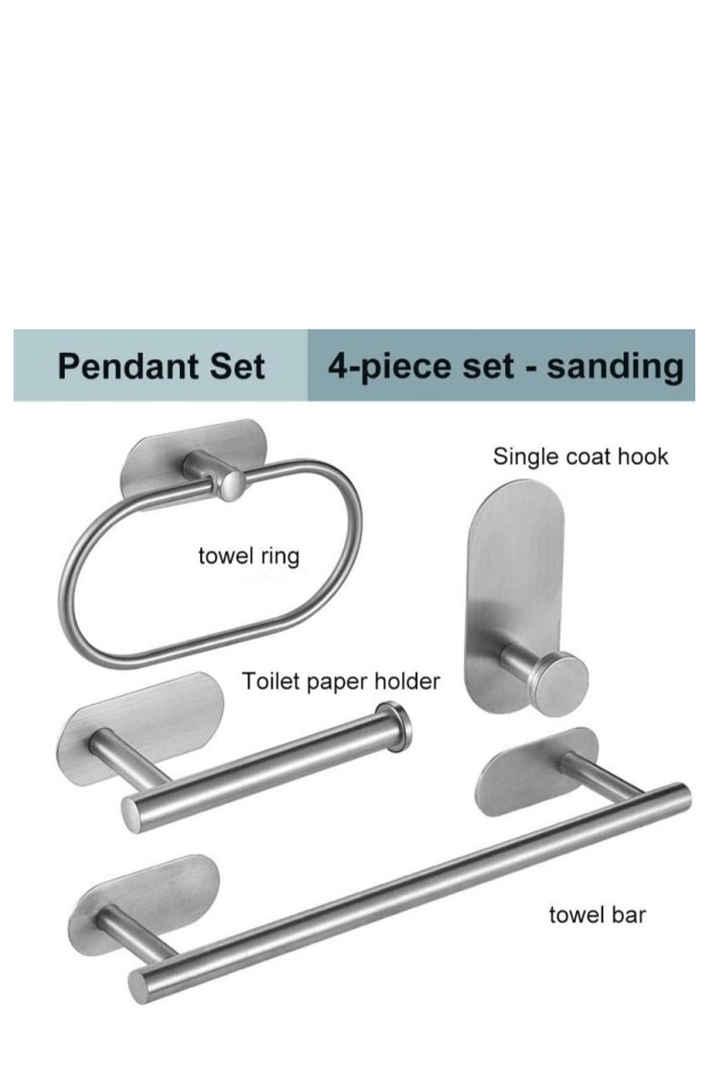 فلوشرينيك مجموعة إكسسوارات الحمام، حامل مناشف المرحاض، حامل ورق ذاتي اللصق من الفولاذ المقاوم للصدأ، خطاف رداء، حلقة مناشف، حامل ورق لفائف - Image 2