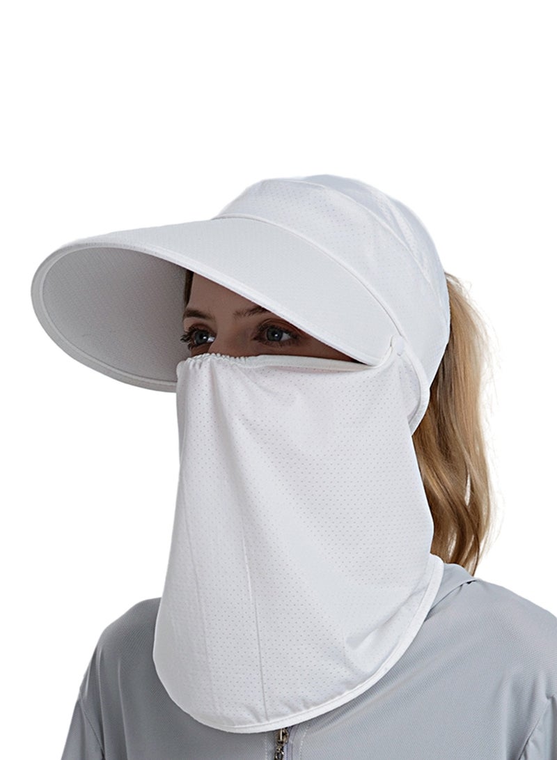 NOVOLAN Sun Hat Wide Brim Uv Protection Beach Hat Sun Visor Bucket Hat Beach Cap, Braid Hat Ice-Sensing Sunscreen Hat Women's Summer Riding Face Mask Outdoor Sunshade Sun Hat Sun Protection (White)  - Image 1