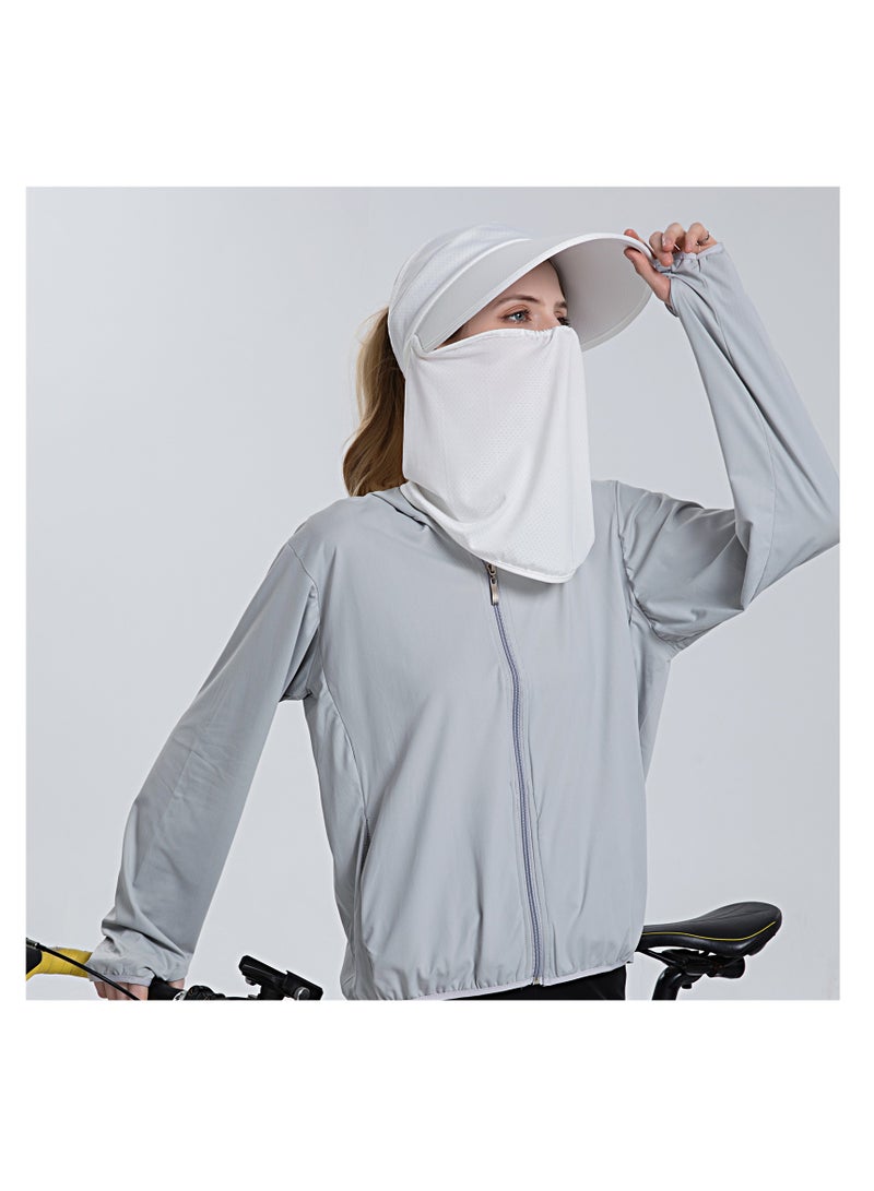 NOVOLAN Sun Hat Wide Brim Uv Protection Beach Hat Sun Visor Bucket Hat Beach Cap, Braid Hat Ice-Sensing Sunscreen Hat Women's Summer Riding Face Mask Outdoor Sunshade Sun Hat Sun Protection (White)  - Image 2