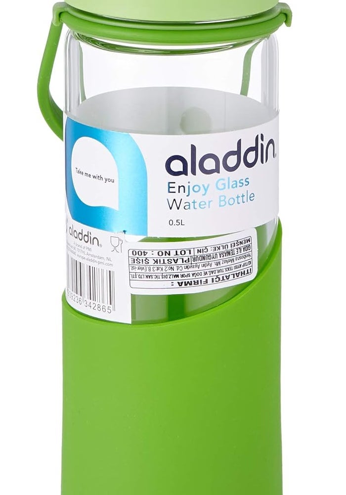 Aladdin Enjoy Glass Water Bottle, 0.55L Capacity, Green - Image 1