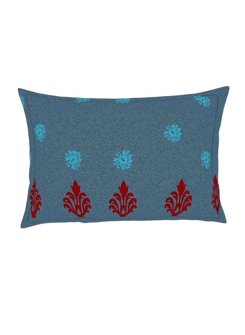 SPACES SPACES Atrium 100 Cotton Medium Double Bedsheet with 2 Pillow Covers Skin Safe and Breathable Material 144 TC Bed Sheet Size 224Cm x 274Cm 43Cm x 68Cm BlueOrnate  - Image 4