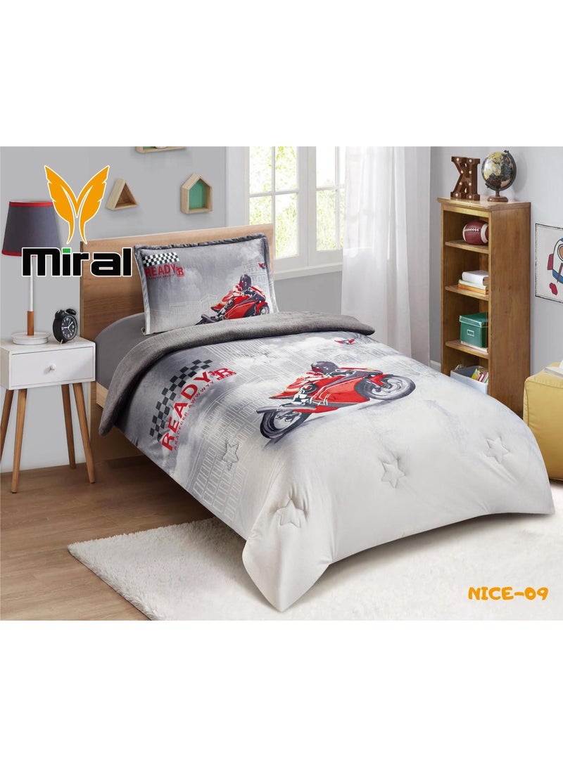 Miral Luxury Winter Comforter Set, Soft Velvet Face & Warm Fur Face, 3 Pcs - Cartoon Prints - Duvet Size 160x210 cm - Image 1