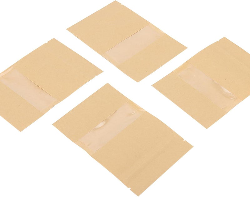 SHEUTSAN 200 Pack 4 x 6 Inch Kraft Zip Lock Pouch with Window Brown Stand Up Pouches Bags Resealable Bag for Dry Food Snack - Image 5