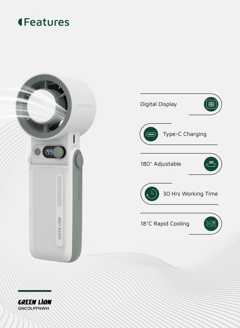 جرين ليون مروحة كوليو المحمولة بطارية 6000 مللي أمبير / ساعة / تبريد هواء / تدفق هواء / مروحة خارجية وقابلة لإعادة الشحن / قابلة للتعديل بزاوية 180 درجة / تبريد سريع 18 درجة مئوية / وقت عمل 5 ساعات - أبيض - Image 2