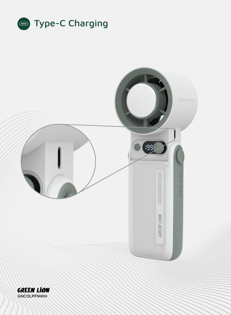 جرين ليون مروحة كوليو المحمولة بطارية 6000 مللي أمبير / ساعة / تبريد هواء / تدفق هواء / مروحة خارجية وقابلة لإعادة الشحن / قابلة للتعديل بزاوية 180 درجة / تبريد سريع 18 درجة مئوية / وقت عمل 5 ساعات - أبيض - Image 4
