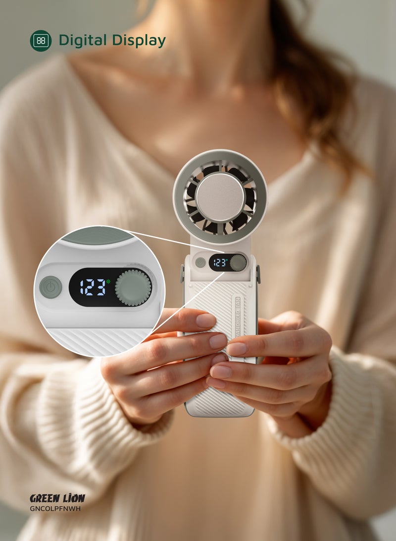 جرين ليون مروحة كوليو المحمولة بطارية 6000 مللي أمبير / ساعة / تبريد هواء / تدفق هواء / مروحة خارجية وقابلة لإعادة الشحن / قابلة للتعديل بزاوية 180 درجة / تبريد سريع 18 درجة مئوية / وقت عمل 5 ساعات - أبيض - Image 3