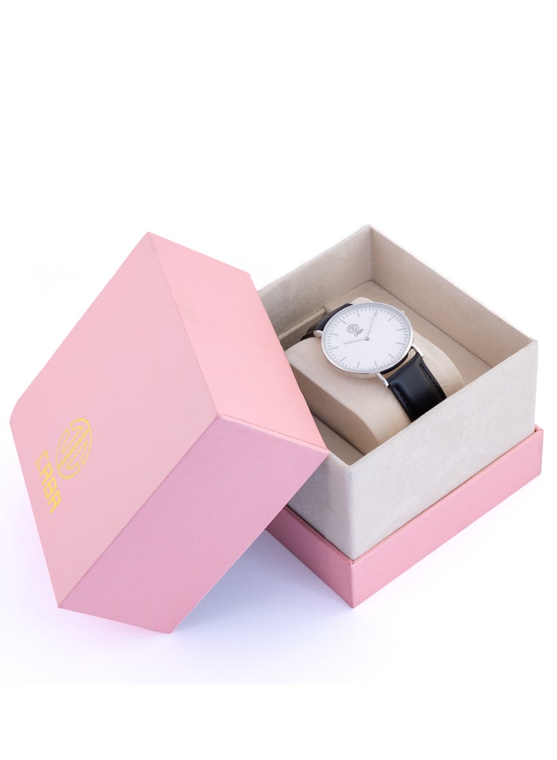 CABA Men's Watch, Attractive Design, High Quality Leather Watch Strap, Water And Rust Resistant, Black  - 310119002336M - Image 2