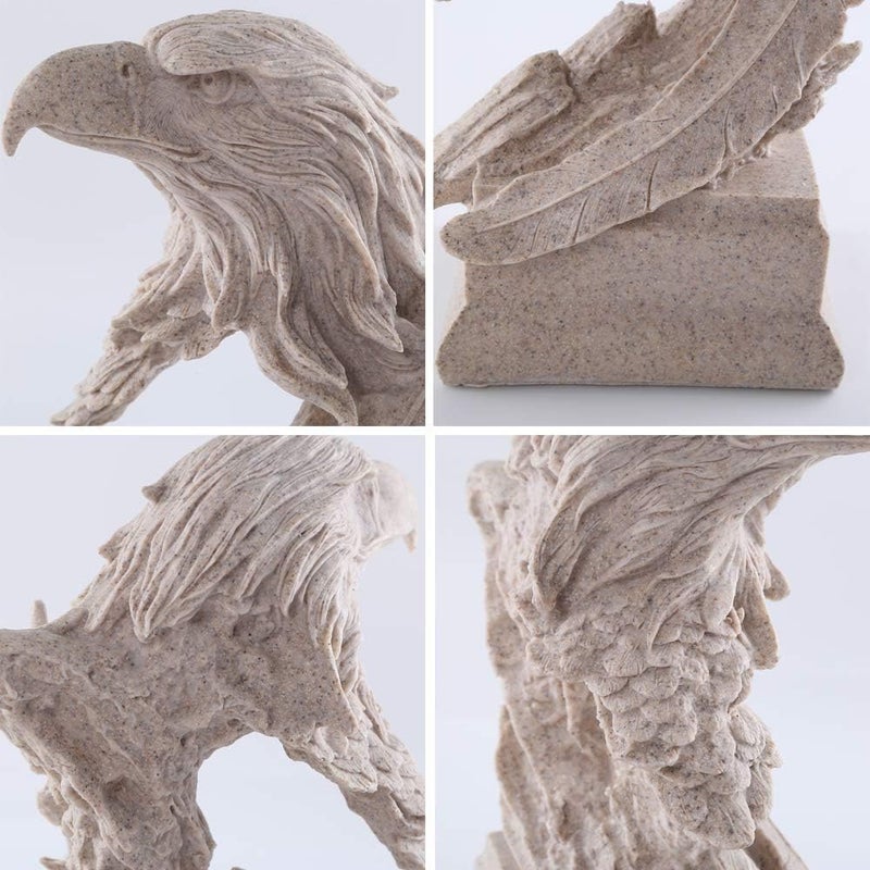H&W Sandstone Bald Eagle Figurines - The USA's National Emblem - Statue Decoration for Home/Study/Living Room, Great Collectible Figurines, Best Gift for The Man, Sandstone Color (HH17-D4) - Image 3
