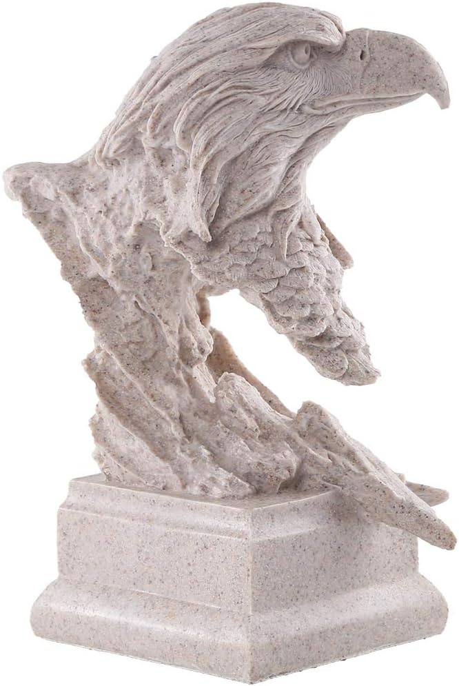 H&W Sandstone Bald Eagle Figurines - The USA's National Emblem - Statue Decoration for Home/Study/Living Room, Great Collectible Figurines, Best Gift for The Man, Sandstone Color (HH17-D4) - Image 2