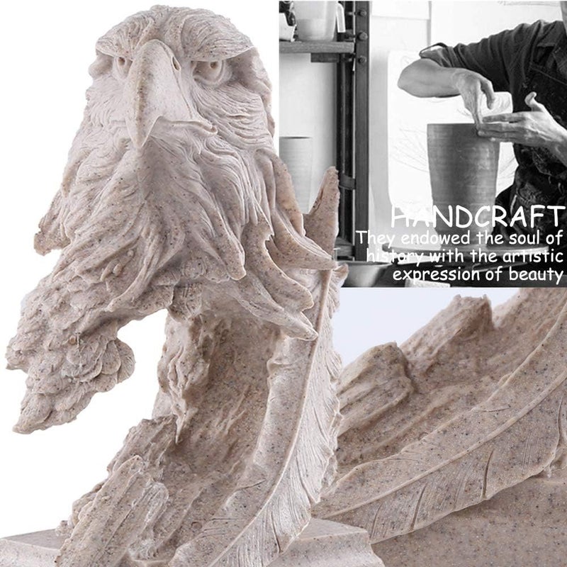 H&W Sandstone Bald Eagle Figurines - The USA's National Emblem - Statue Decoration for Home/Study/Living Room, Great Collectible Figurines, Best Gift for The Man, Sandstone Color (HH17-D4) - Image 1