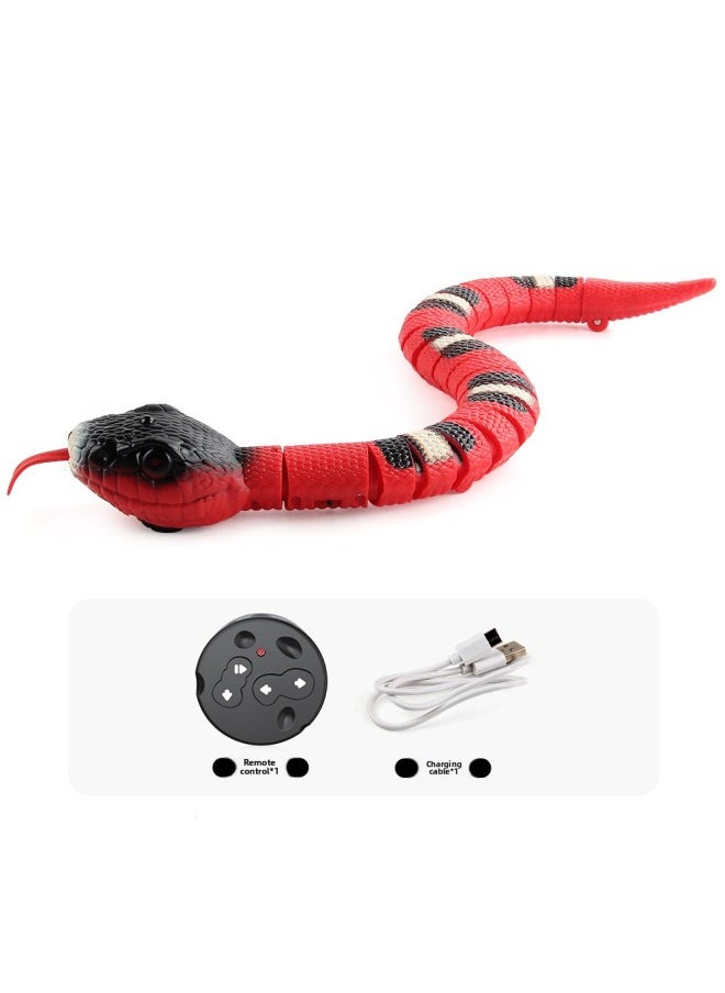 Children's Electric Trick Simulation Reptile Remote Control Infrared Intelligent Induction Mouse Funny Cat Toy-Color:218b-6b Rattlesnake Red Opp Bag  - Image 1