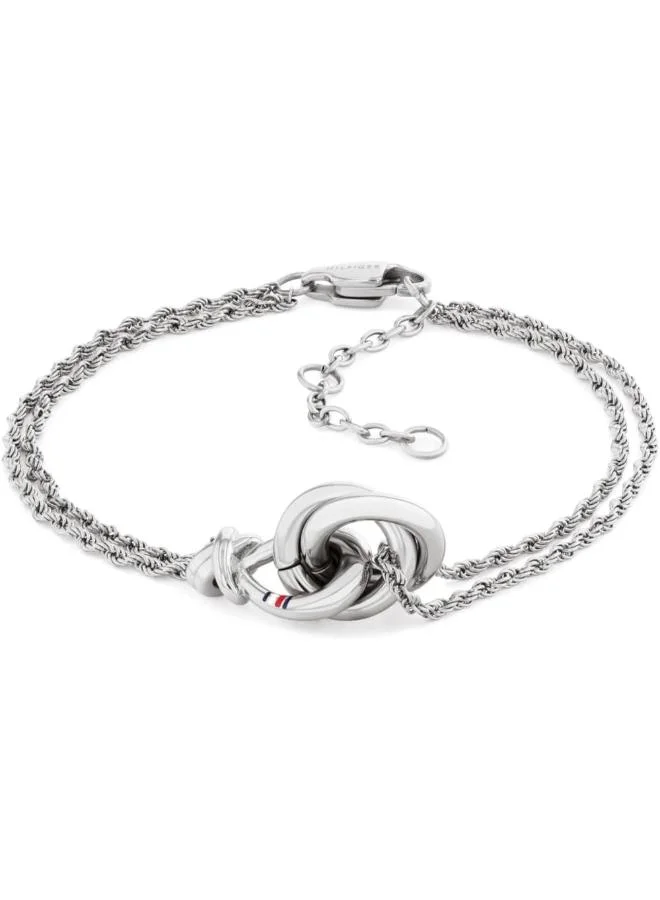 تومي هيلفيغر سوار بسلسلة مزدوجة من الفولاذ المقاوم للصدأ بعقدة بحرية