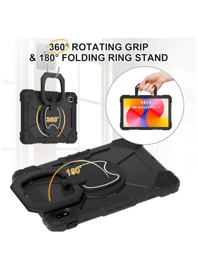 Case Compatible with Huawei MatePad SE 11 (2024) 11-inch Case, Full-Body Rugged Shockproof Protective Shell, 360° Swivel Stand Handle Cover with Shoulder Strap - Image 2