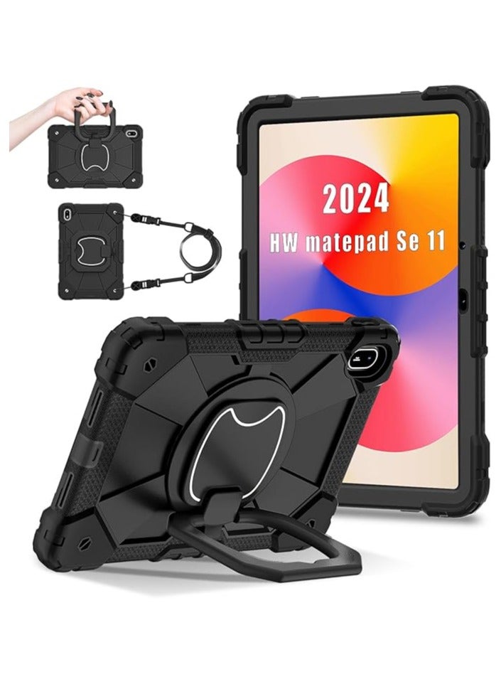 Case Compatible with Huawei MatePad SE 11 (2024) 11-inch Case, Full-Body Rugged Shockproof Protective Shell, 360° Swivel Stand Handle Cover with Shoulder Strap - Image 1