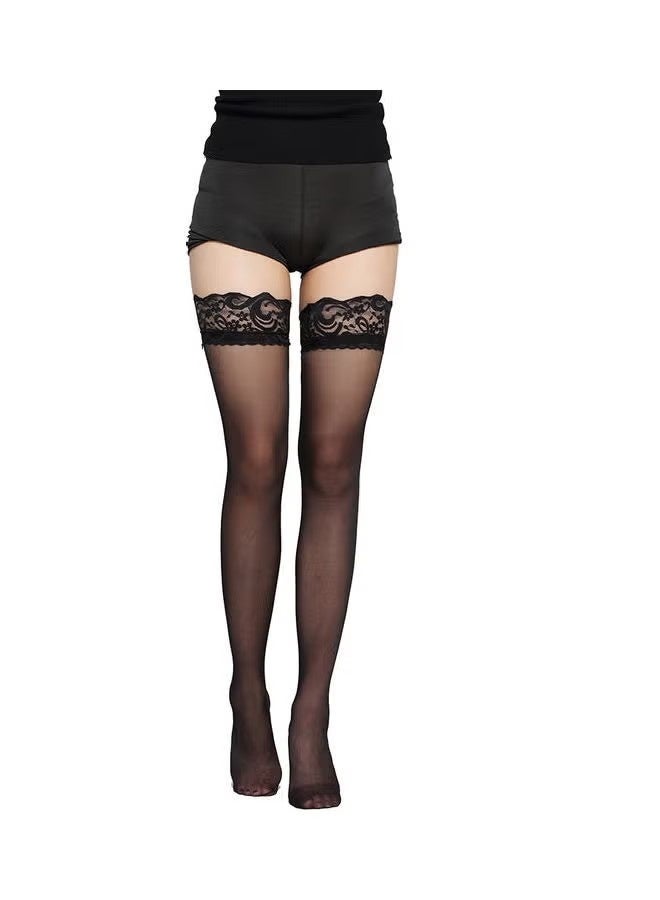 Lace Detailed Stockings Black - Image 1