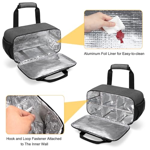GRAOSO Acrylic Paint Organizer Bag for up to 54 Bottles (2 oz), Art Supply Storage Case with Handle Strap, Extra Pocket for Paint Brushes, etc, Aluminum Foil Liner for Easy Cleaning, Patented Design (Grey) - Image 5