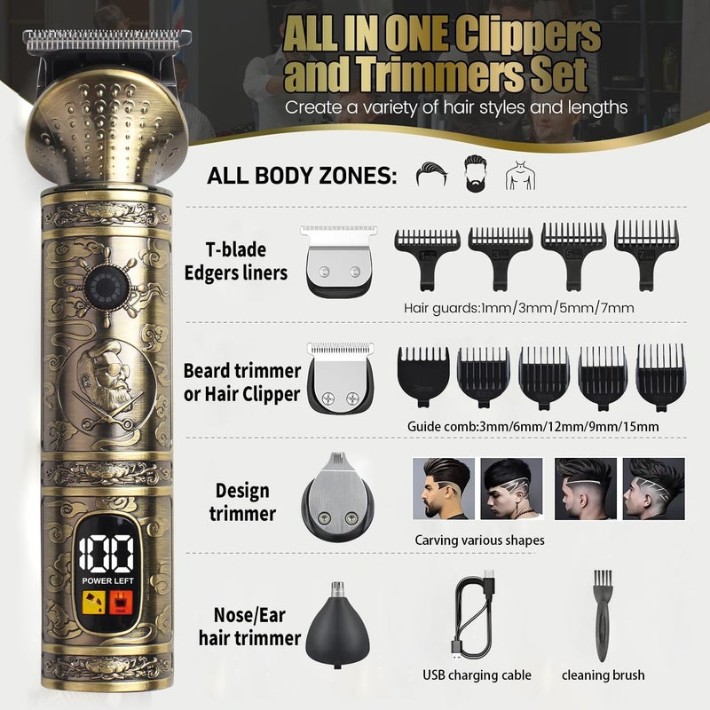 NuvaConx Trimmer Kit Professional Hair Clipper Zero Gapped T-Blade Electric Shaver Razor Nose Body Trimmer for Men Cordless Grooming Kit 4 in 1 - Image 2