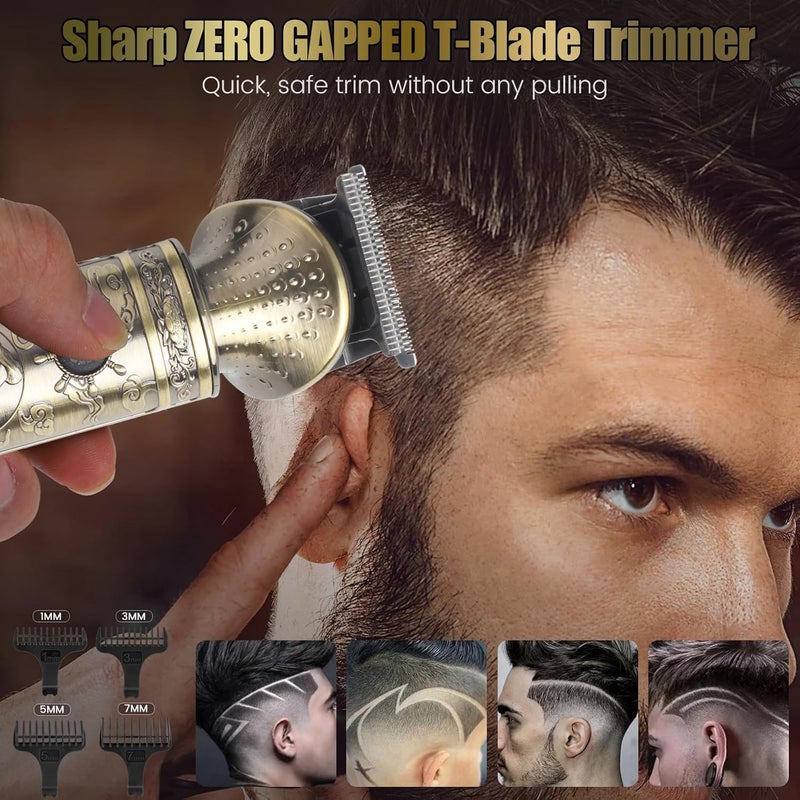 NuvaConx Trimmer Kit Professional Hair Clipper Zero Gapped T-Blade Electric Shaver Razor Nose Body Trimmer for Men Cordless Grooming Kit 4 in 1 - Image 4