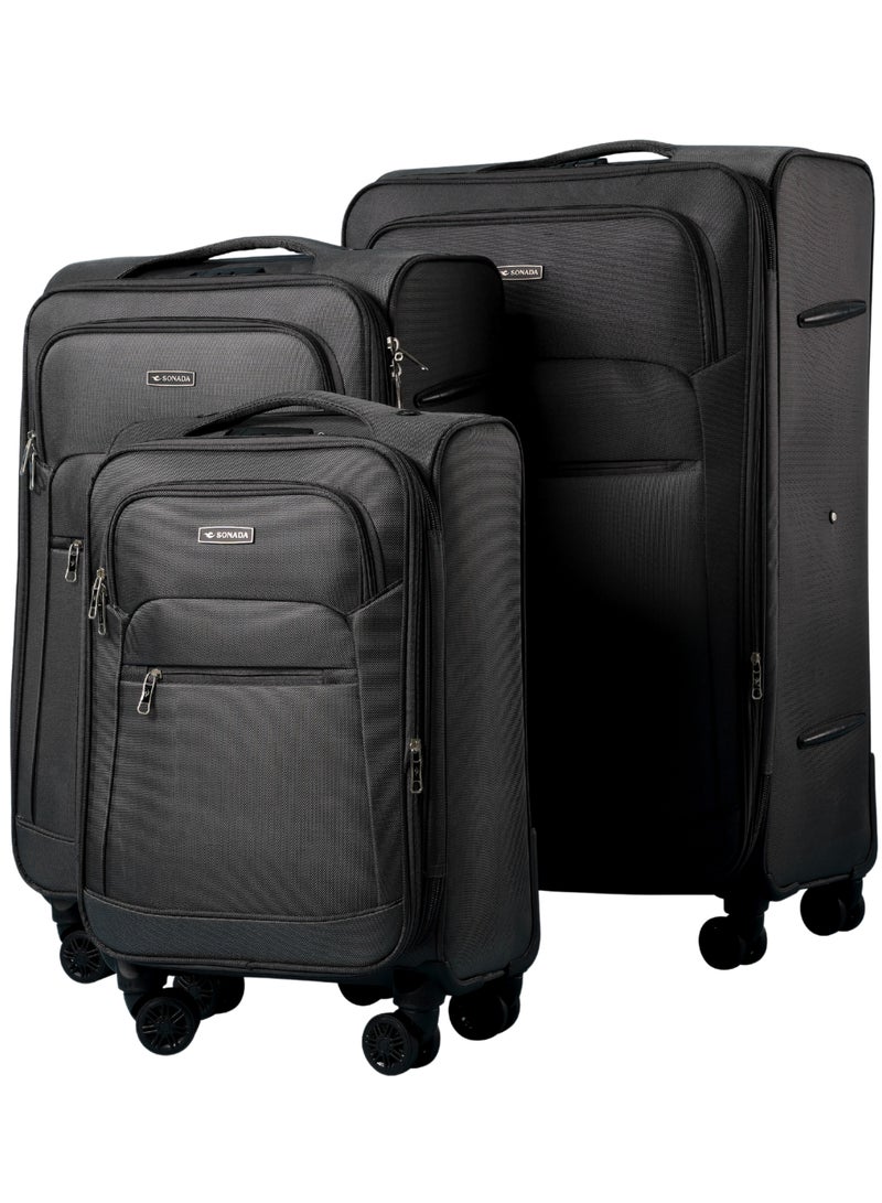 SONADA SONADA Lightweight Luggage Set of 3 ANTI Thef Lock 4 Double Wheels, Expandable Suitcase - Image 1