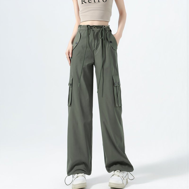 Womens Multi-scene Cargo Pants Quick Dry Wide Leg Trousers for Travel School - Image 1