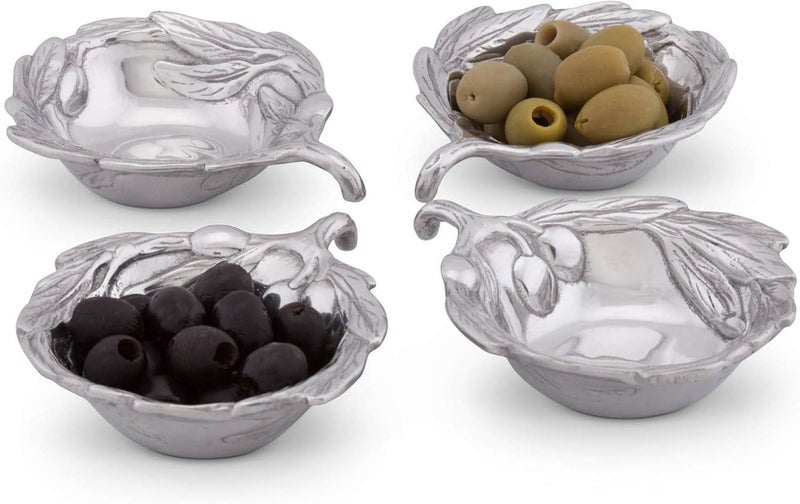 Arthur Court Arthur Court SandCast Aluminum Set of 4 Olive Pattern Sauce Bowls 4 inch Diameter - Image 1