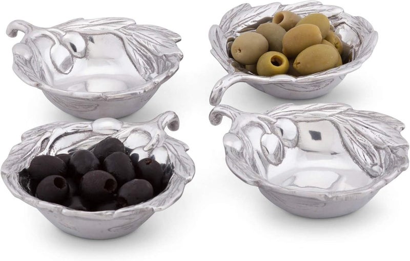 Arthur Court Arthur Court SandCast Aluminum Set of 4 Olive Pattern Sauce Bowls 4 inch Diameter - Image 2