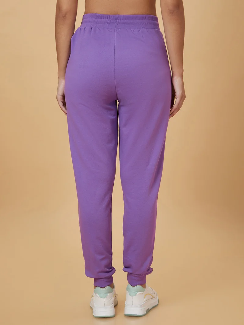 globus Women Purple High-Rise Side Stripes Joggers